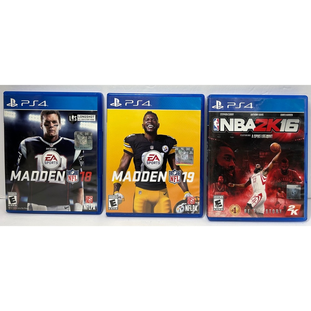 PS4‎ Madden 18 Madden 19 NBA 2K16 Video Games Bundle Lot of 4